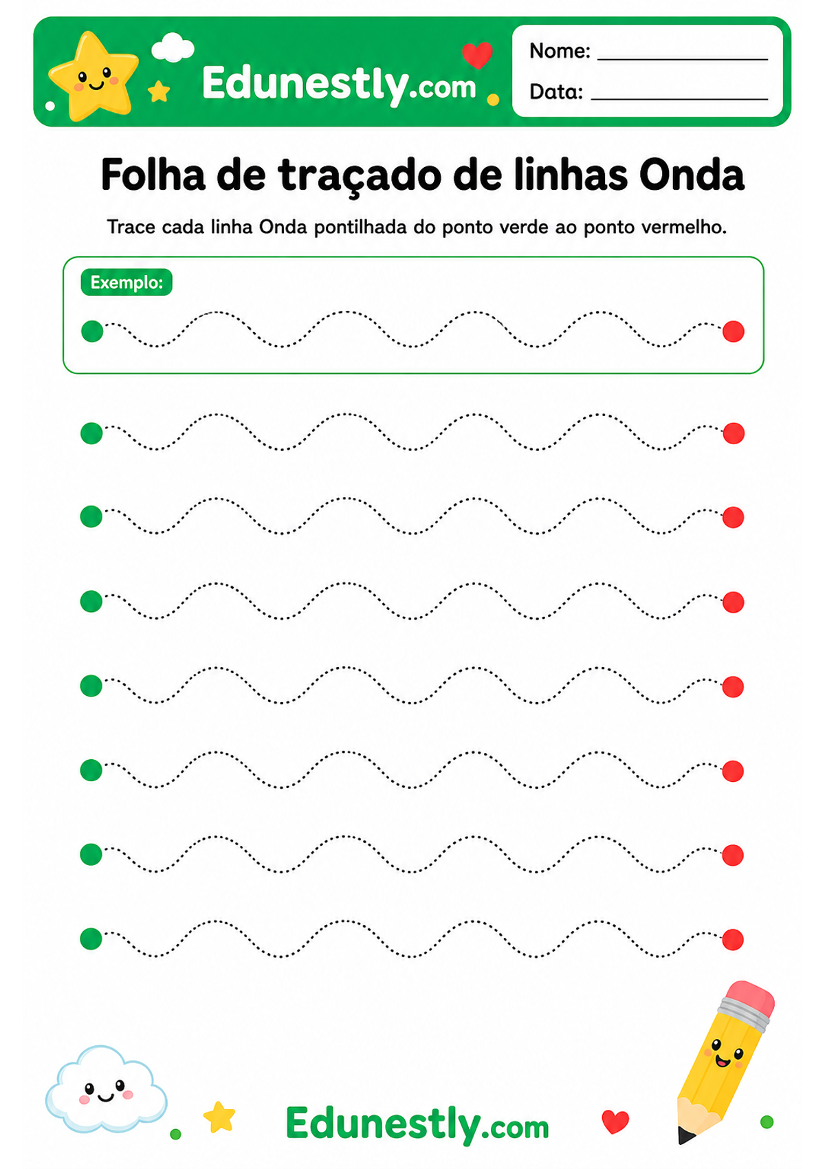 Folha de traçado de linhas Onda