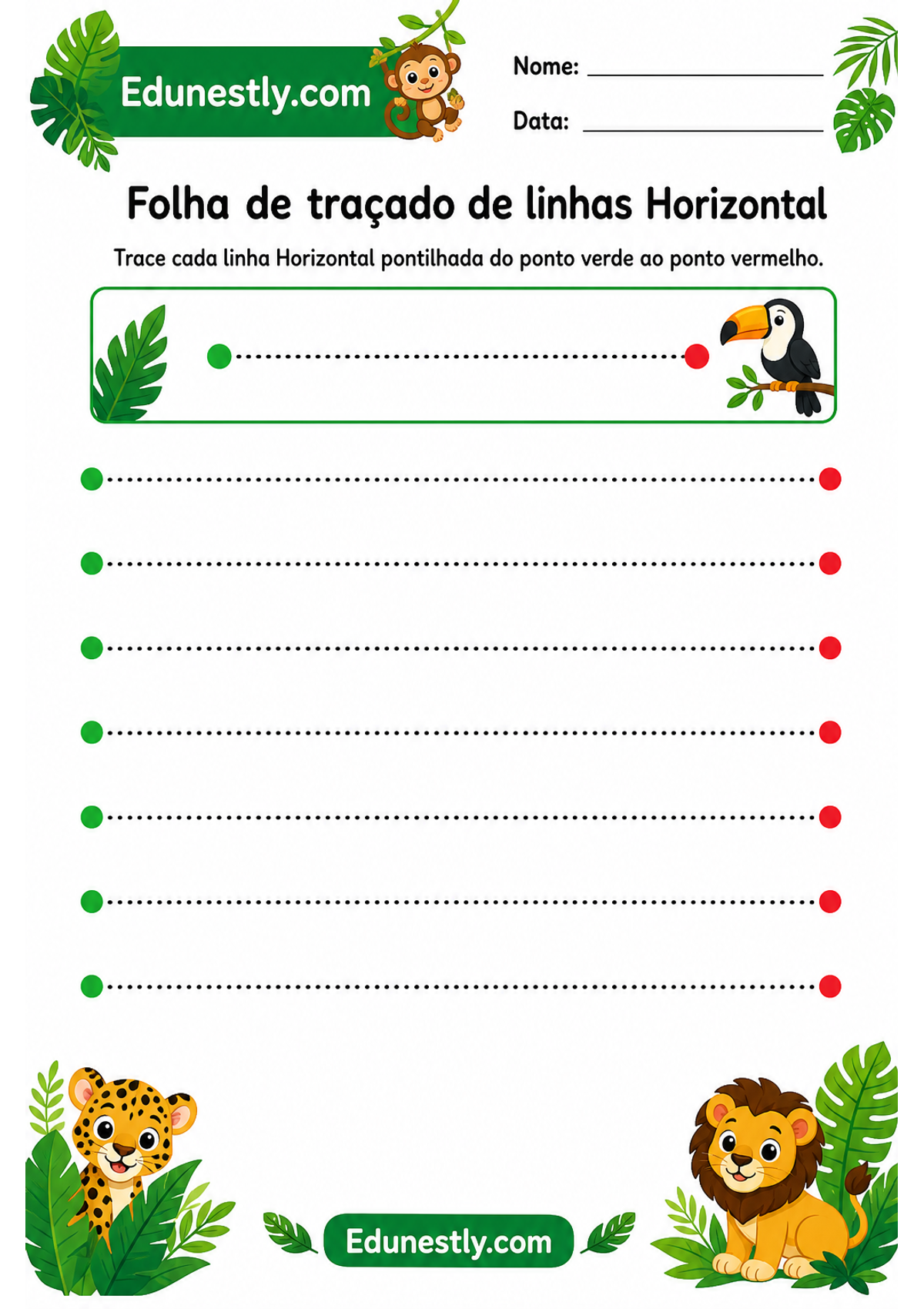 Folha de traçado de linhas Horizontal