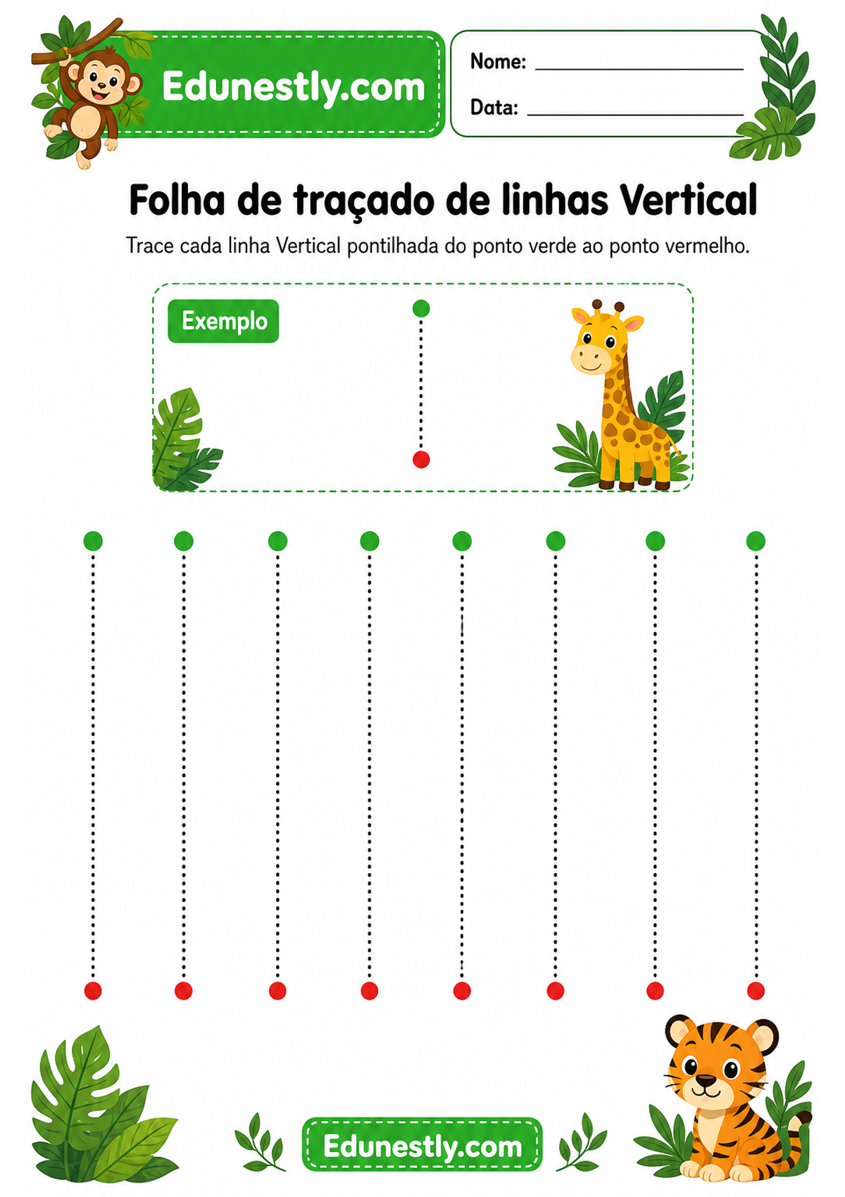 Folha de traçado de linhas Vertical
