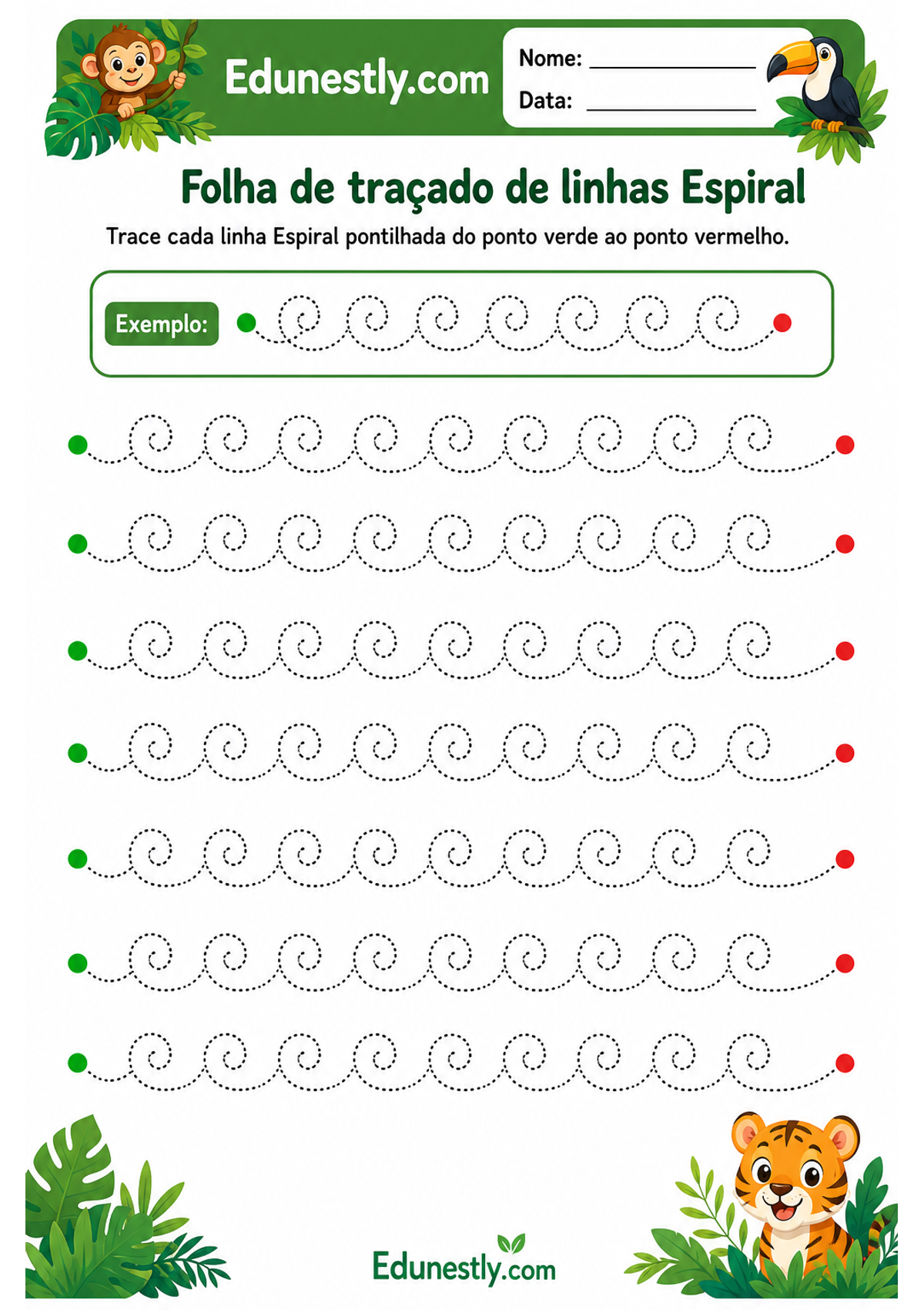 Folha de traçado de linhas Espiral