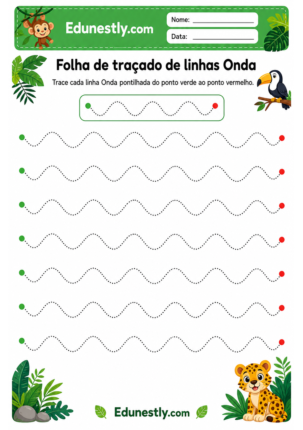 Folha de traçado de linhas Onda