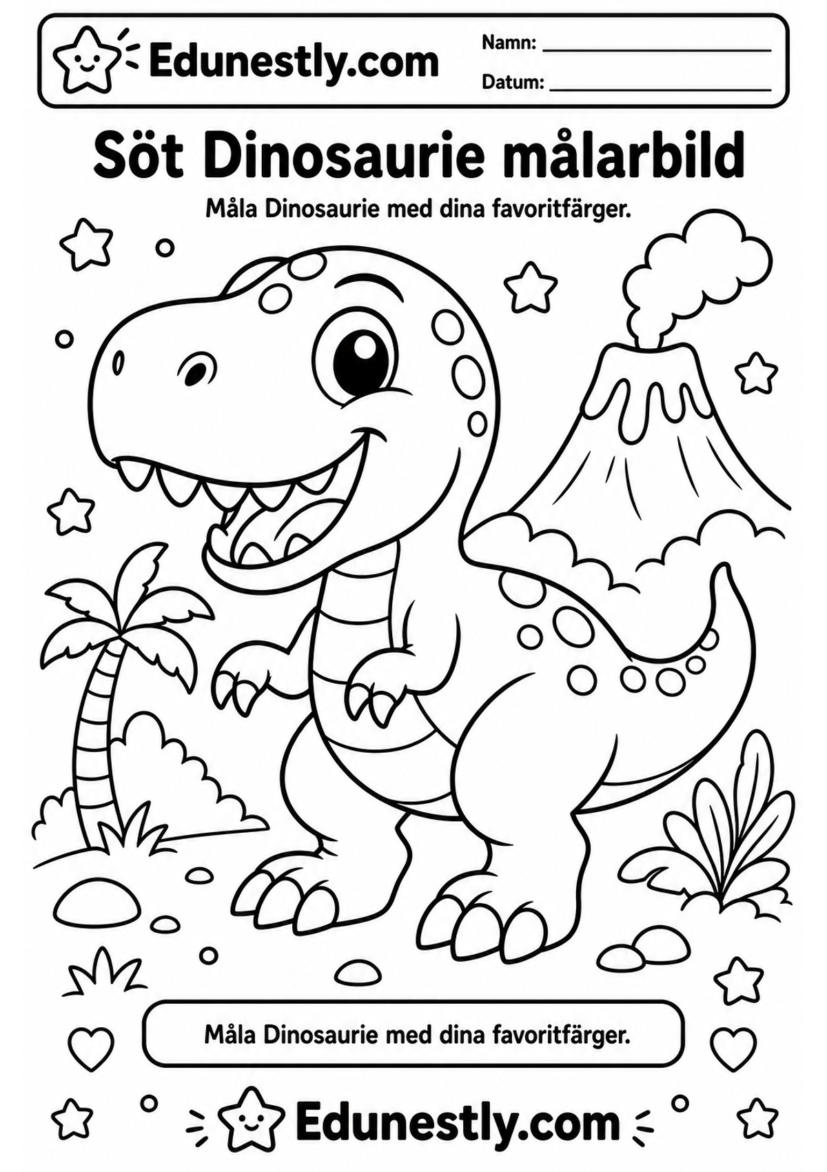 Söt Dinosaurie målarbild