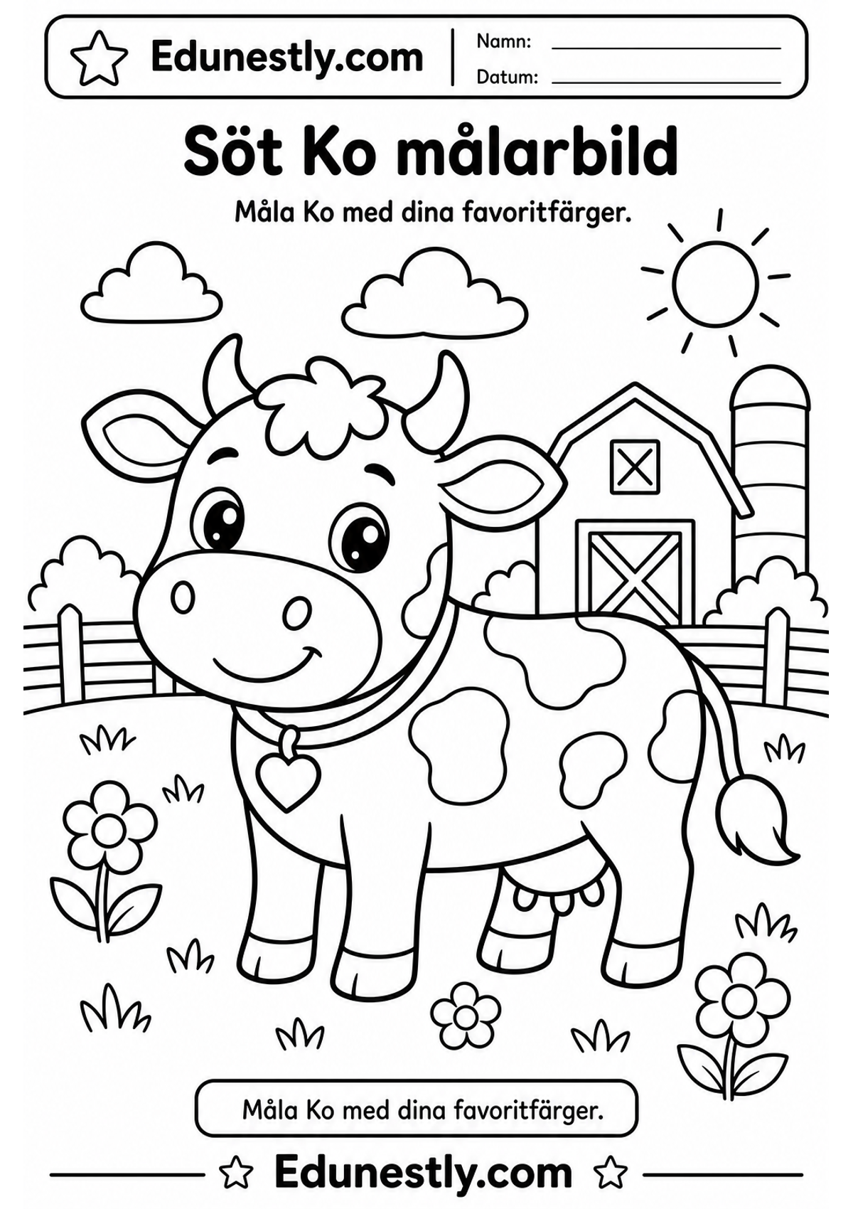 Söt Ko målarbild