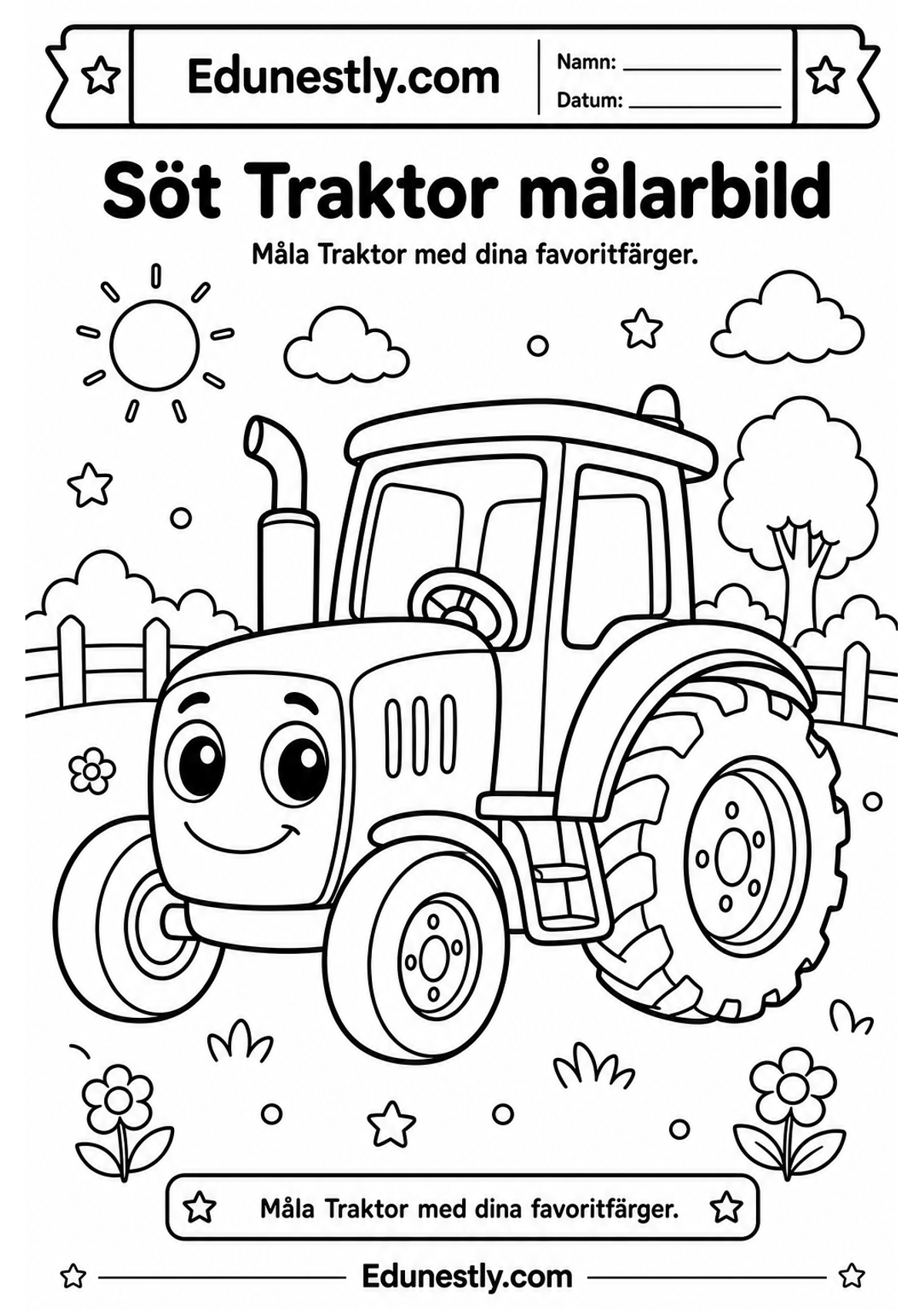 Söt Traktor målarbild