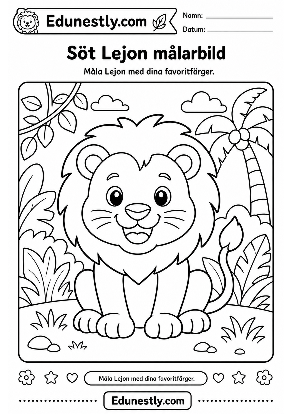 Söt Lejon målarbild
