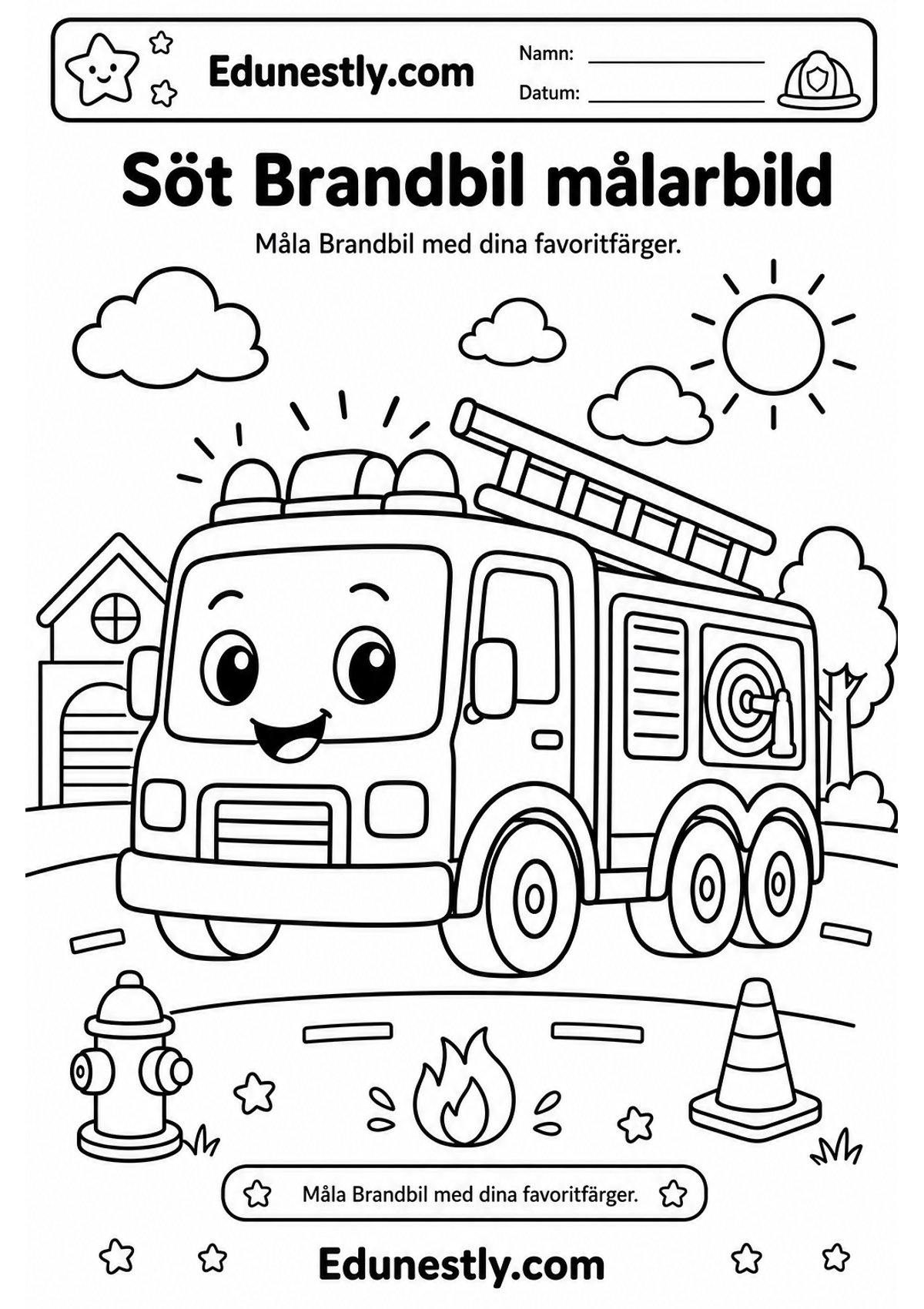 Söt Brandbil målarbild