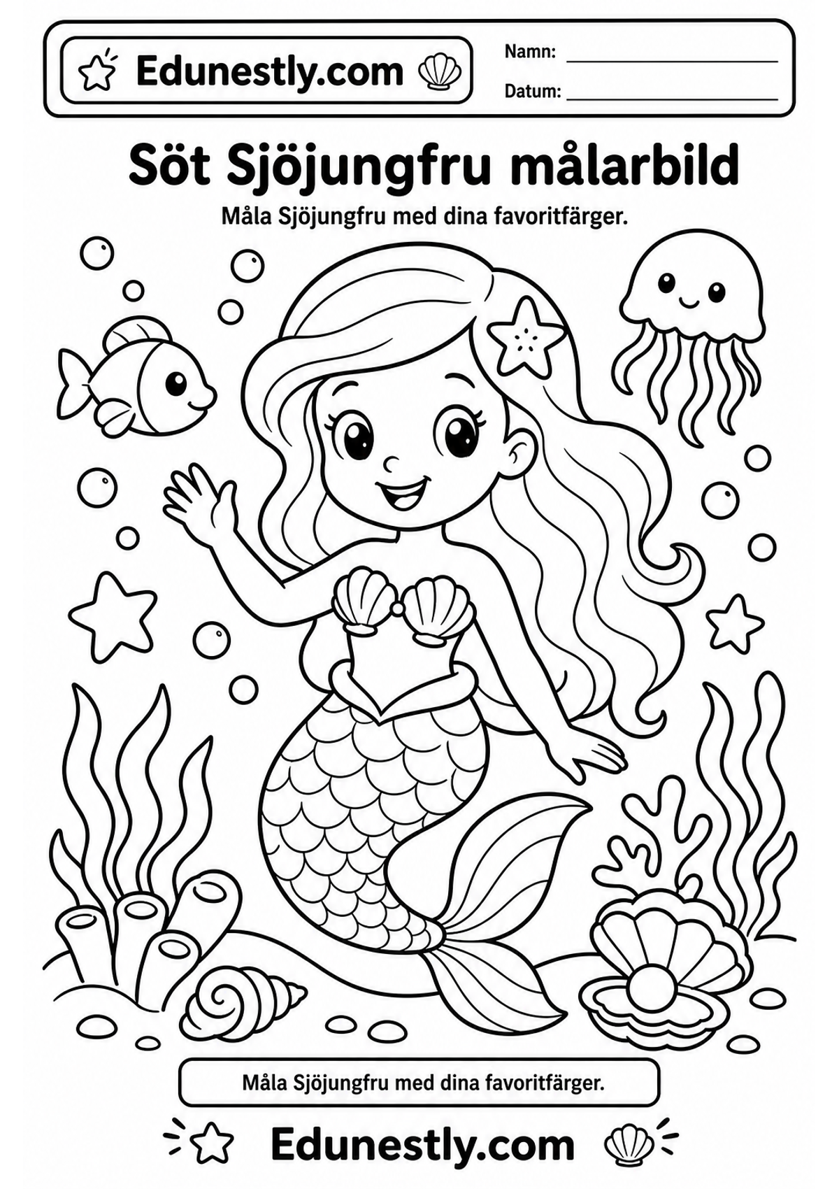 Söt Sjöjungfru målarbild